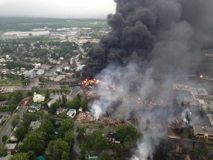 Lac-Mégantic in flames. Sûreté du Québec photo