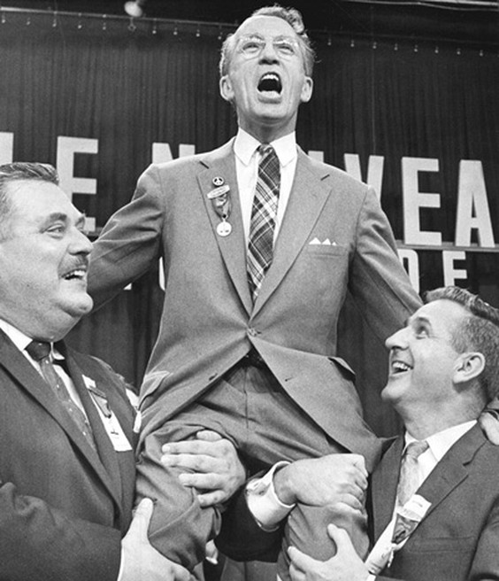 Tommy Douglas became leader of the New Democratic Party at its founding convention 60 years ago in 1961 