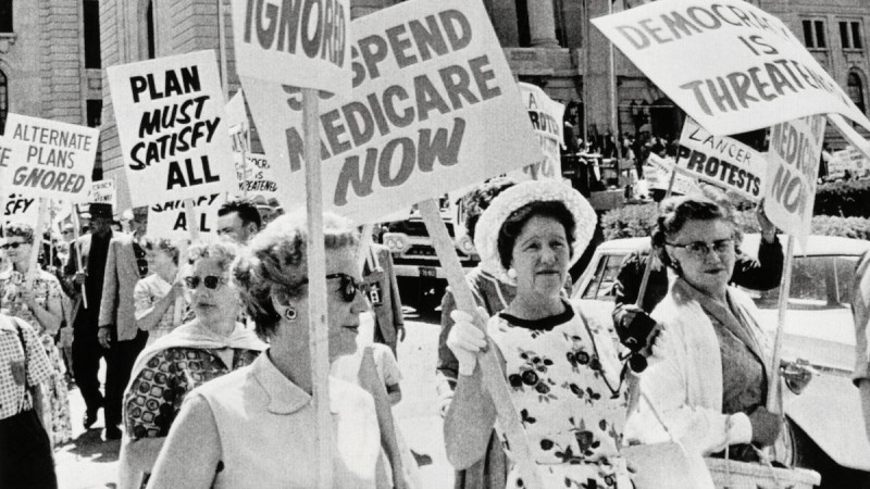Women demonstrating against the introduction of Medicare in Saskatchewan in 1962. Now, I have discovered that the RCMP believed Medicare was all a communist plot and so they spied upon Medicare's proponents. 
