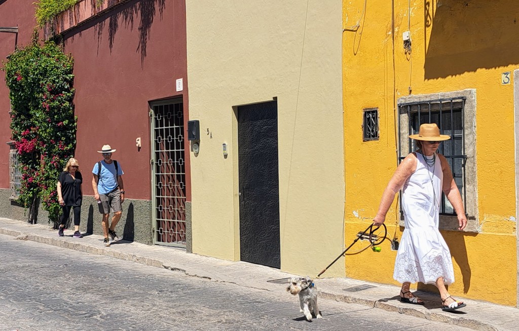 Expatriates on the street in San Miguel de Allende, Mexico.