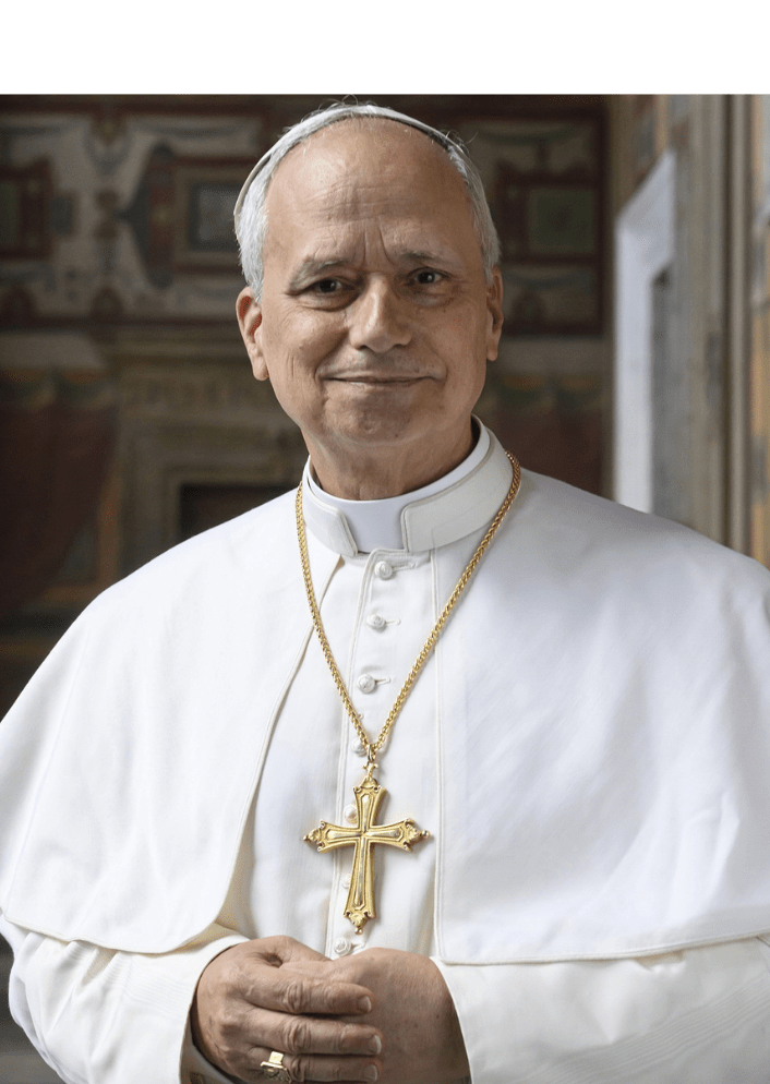 Pope Leo XIV in white robe in Rome 